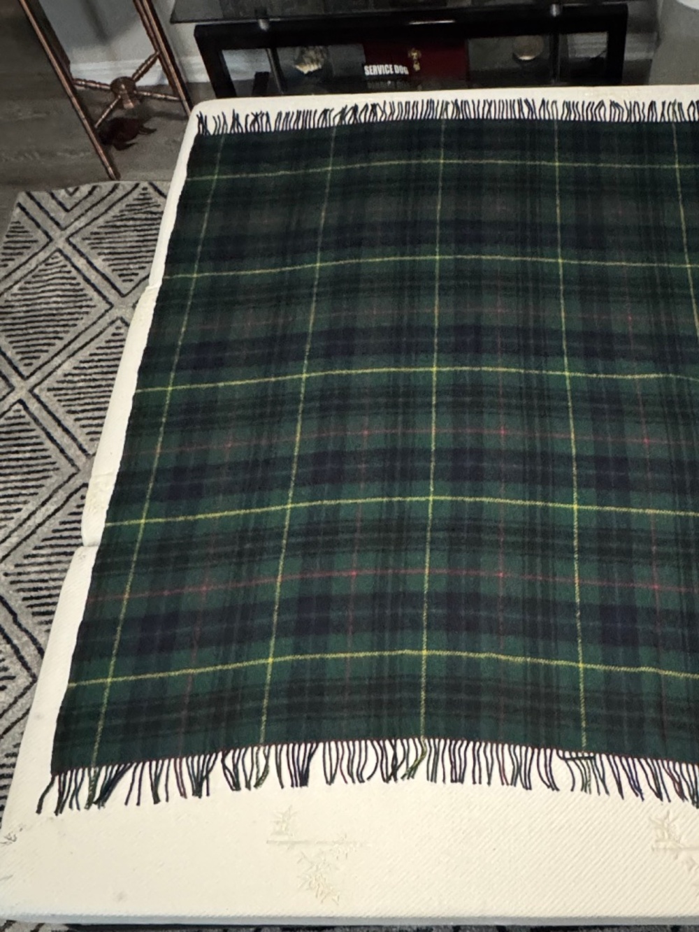 Vintage 100% Wool Tartan Throw Blanket